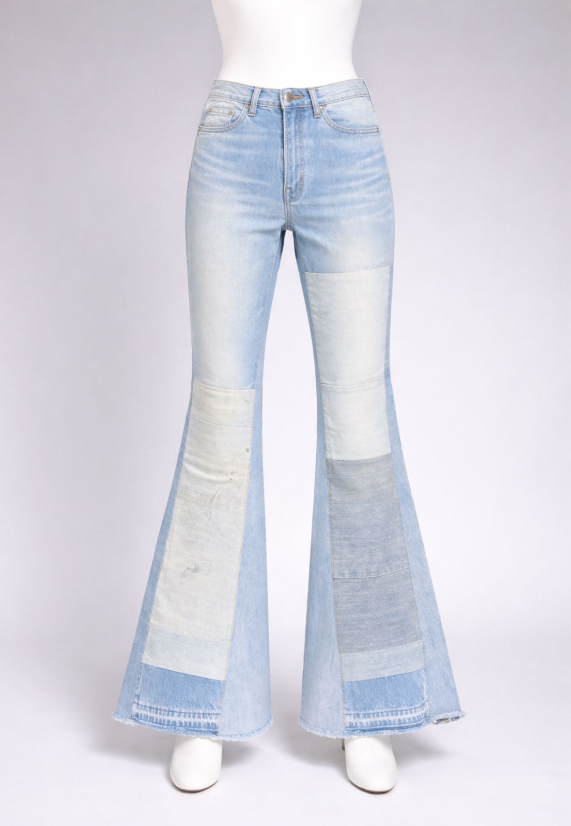 Amiri Reconstructed Flare Jeans Patch- Multi Indigo