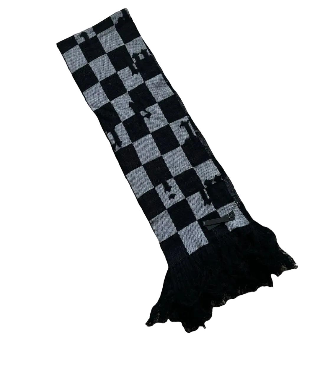 Amiri CASHMERE OLD ENGLISH CH SCARF- Black / White