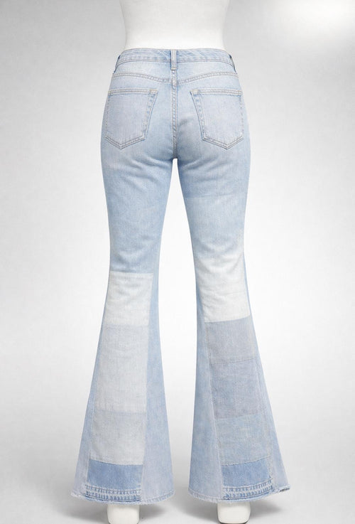 Amiri Reconstructed Flare Jeans Patch- Multi Indigo