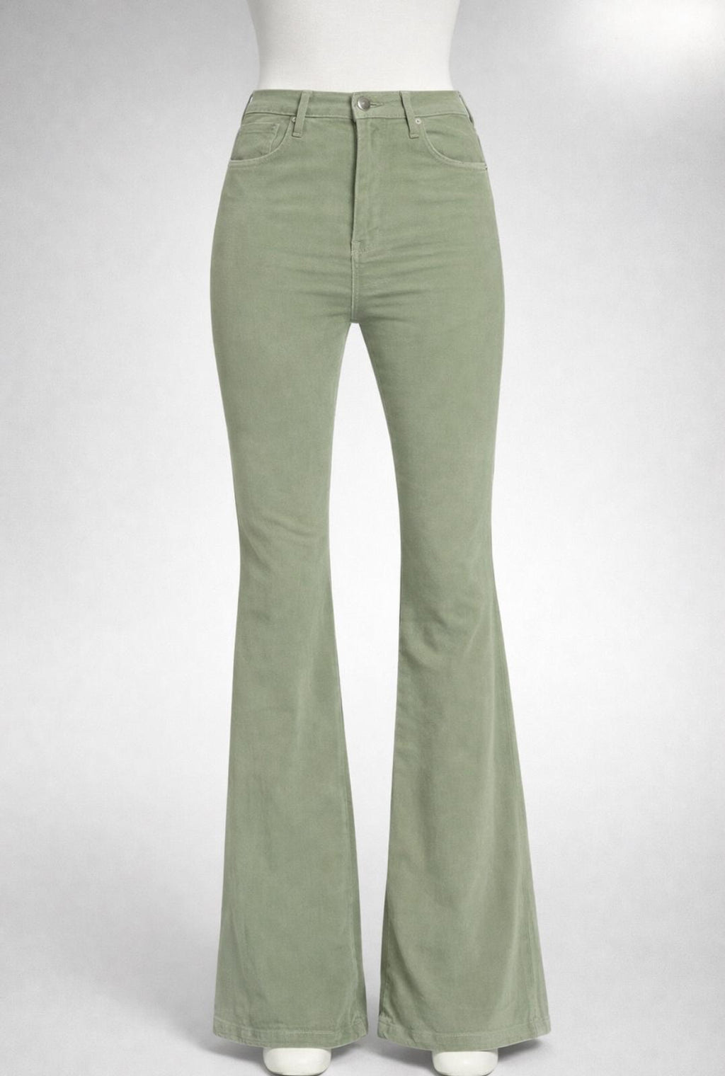Amiri Velour Flare Stack Jeans Pants- Pale Lime