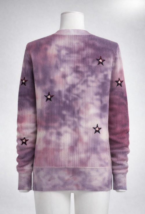 Amiri Tie Dye Stars Cardigan Sweater- Multi-Color