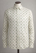 Amiri Peacock Long Sleeve Shirt- Ivory / Green