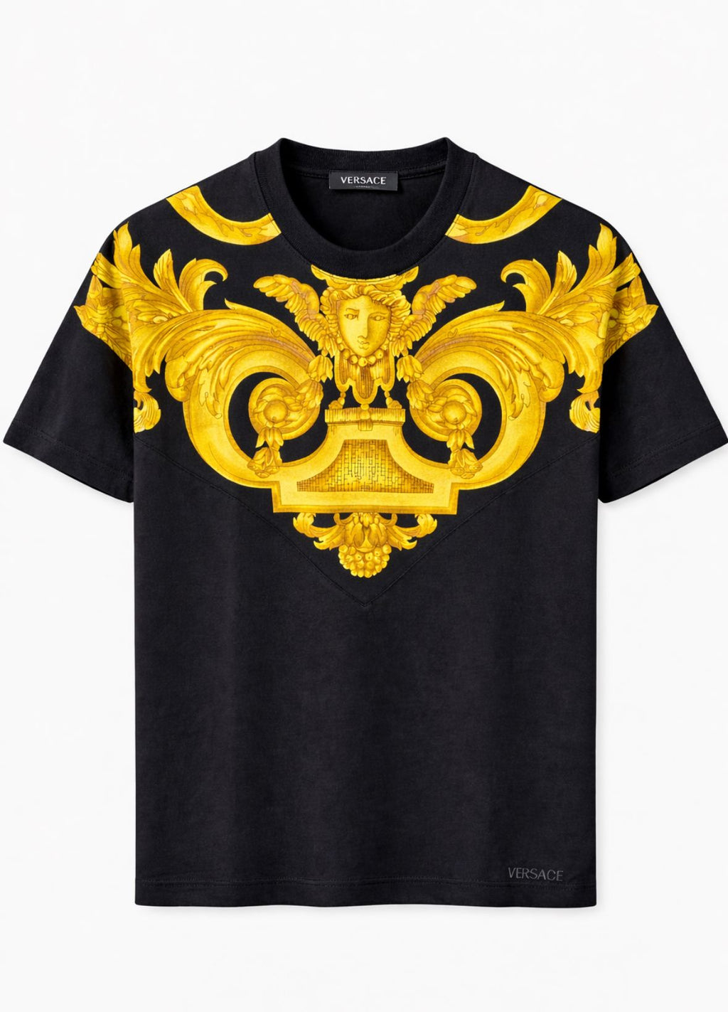 Versace Medusa Print Cotton T-Shirt - Black/Gold