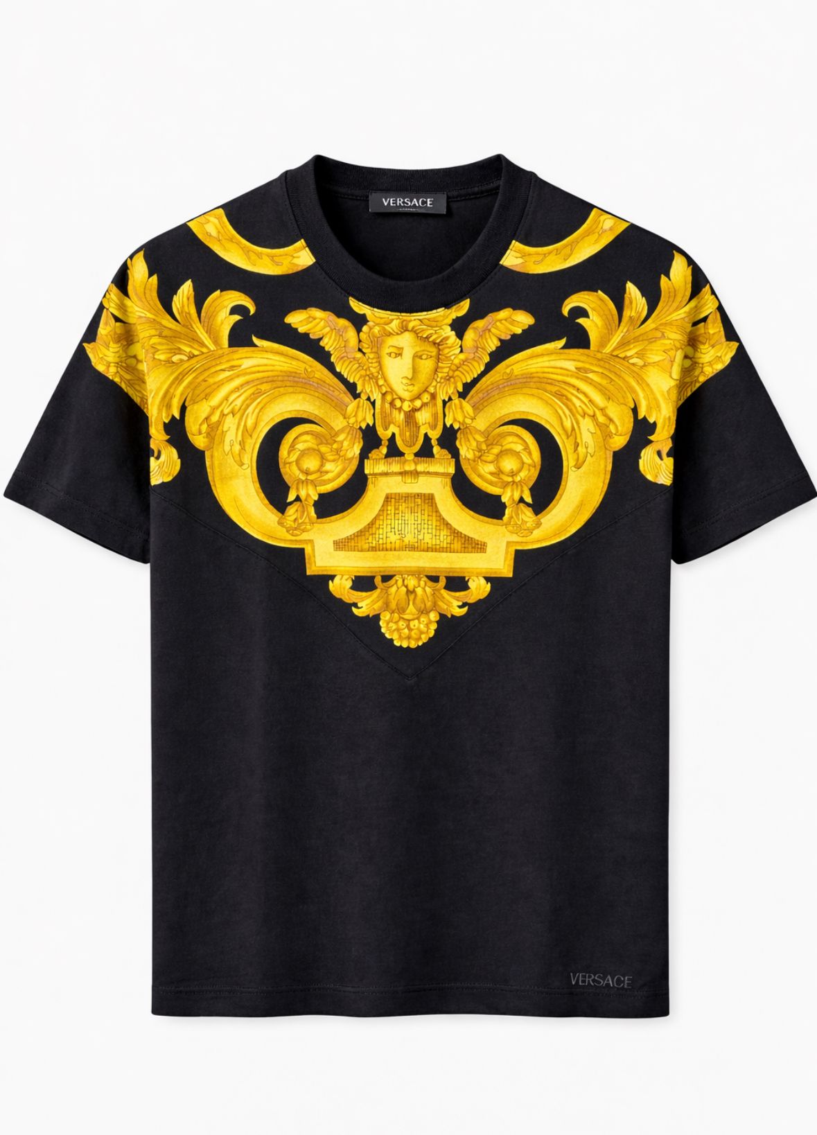 Versace Medusa Print Cotton T-Shirt - Black/Gold