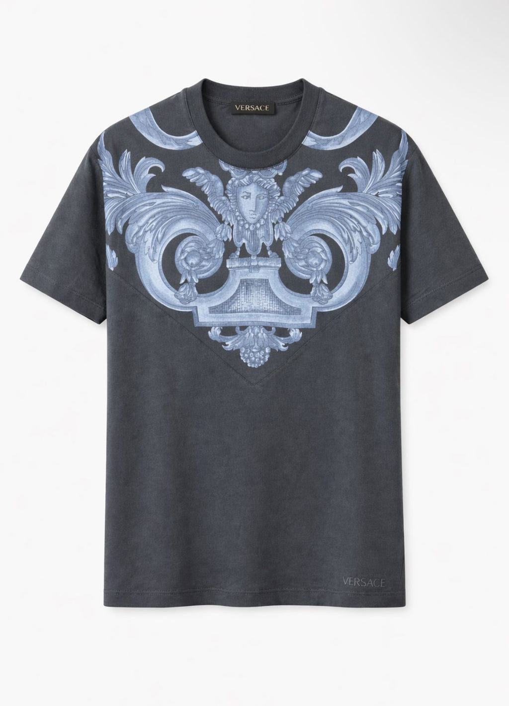 Versace Medusa Print Cotton T-Shirt - Black/Blue
