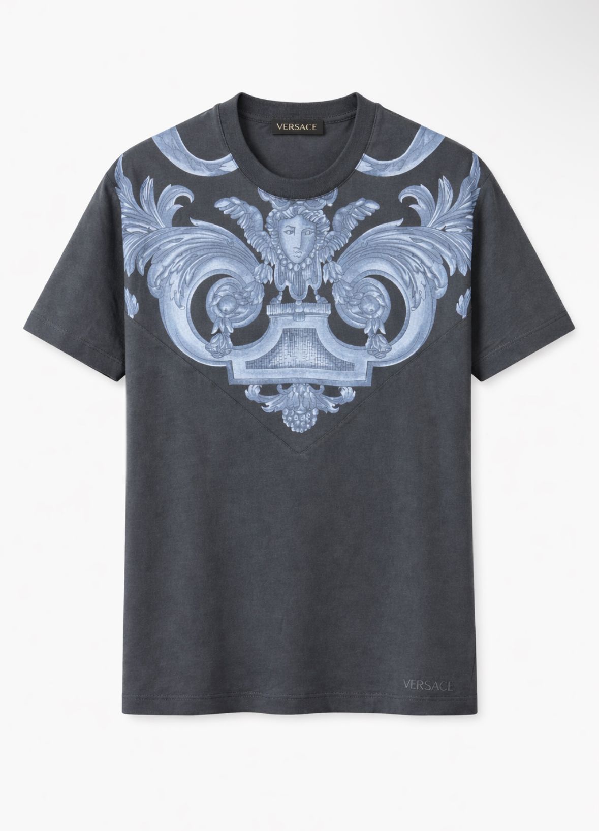 Versace Medusa Print Cotton T-Shirt - Black/Blue
