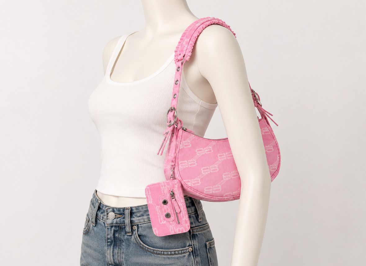 Balenciaga Print XS Le Cagole Denim Bag