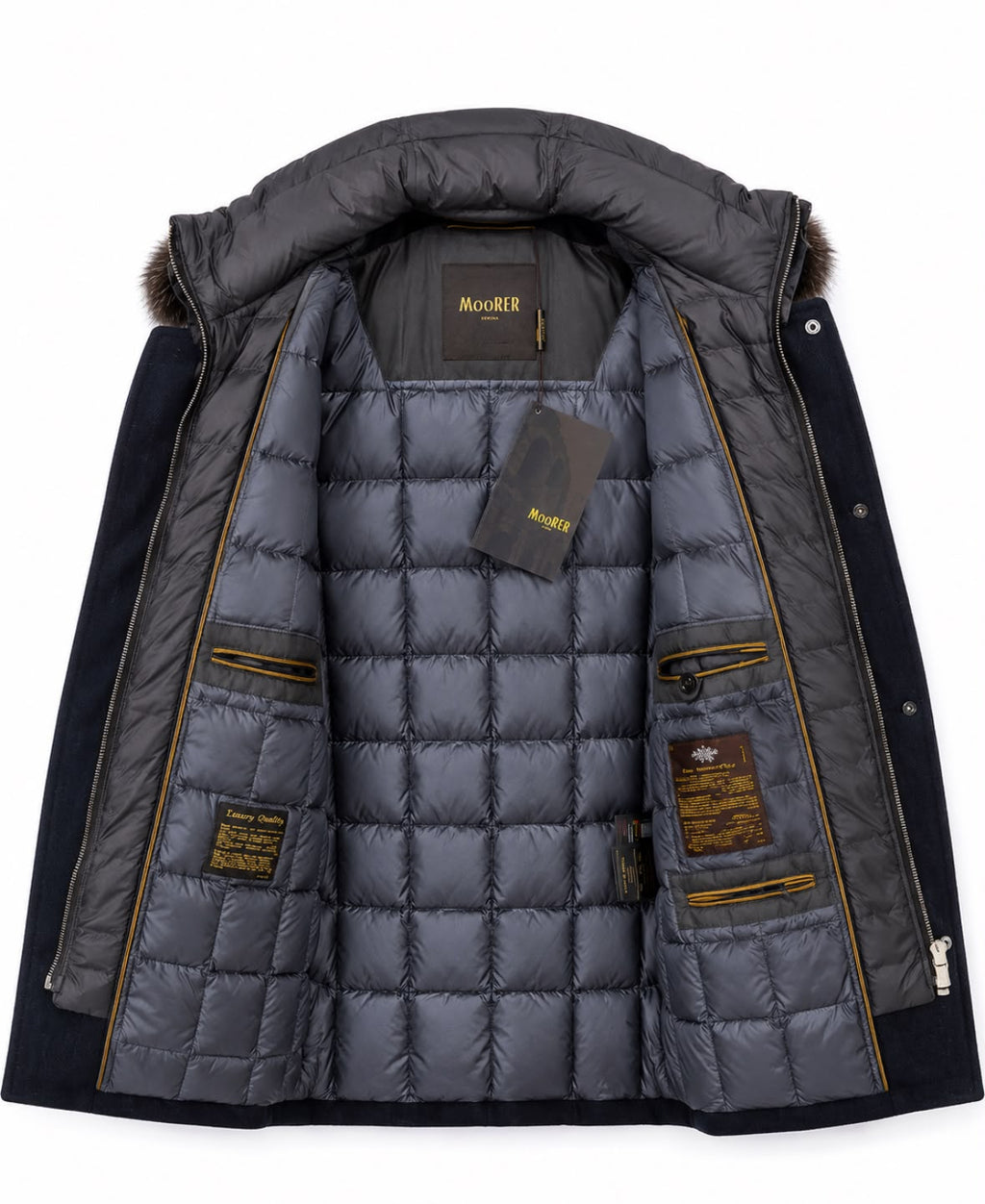 MooRER Rosi Navy Blue Wool Down Filled Coat Size 48/38