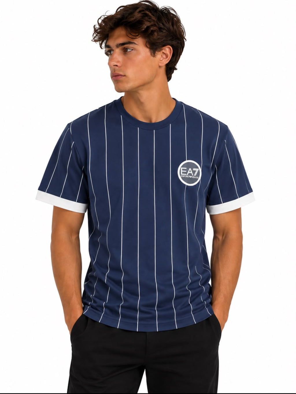 Emporio Armani Blue Striped T Shirt
