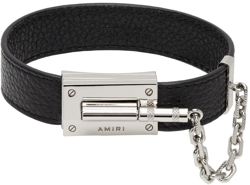 Amiri Pebbled Jax Bracelet Black