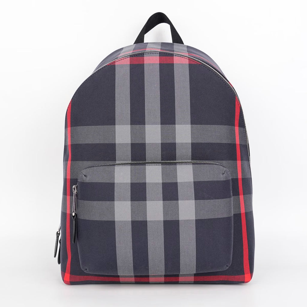 Burberry Jeff Navy/Grey Check Canvas Backpack