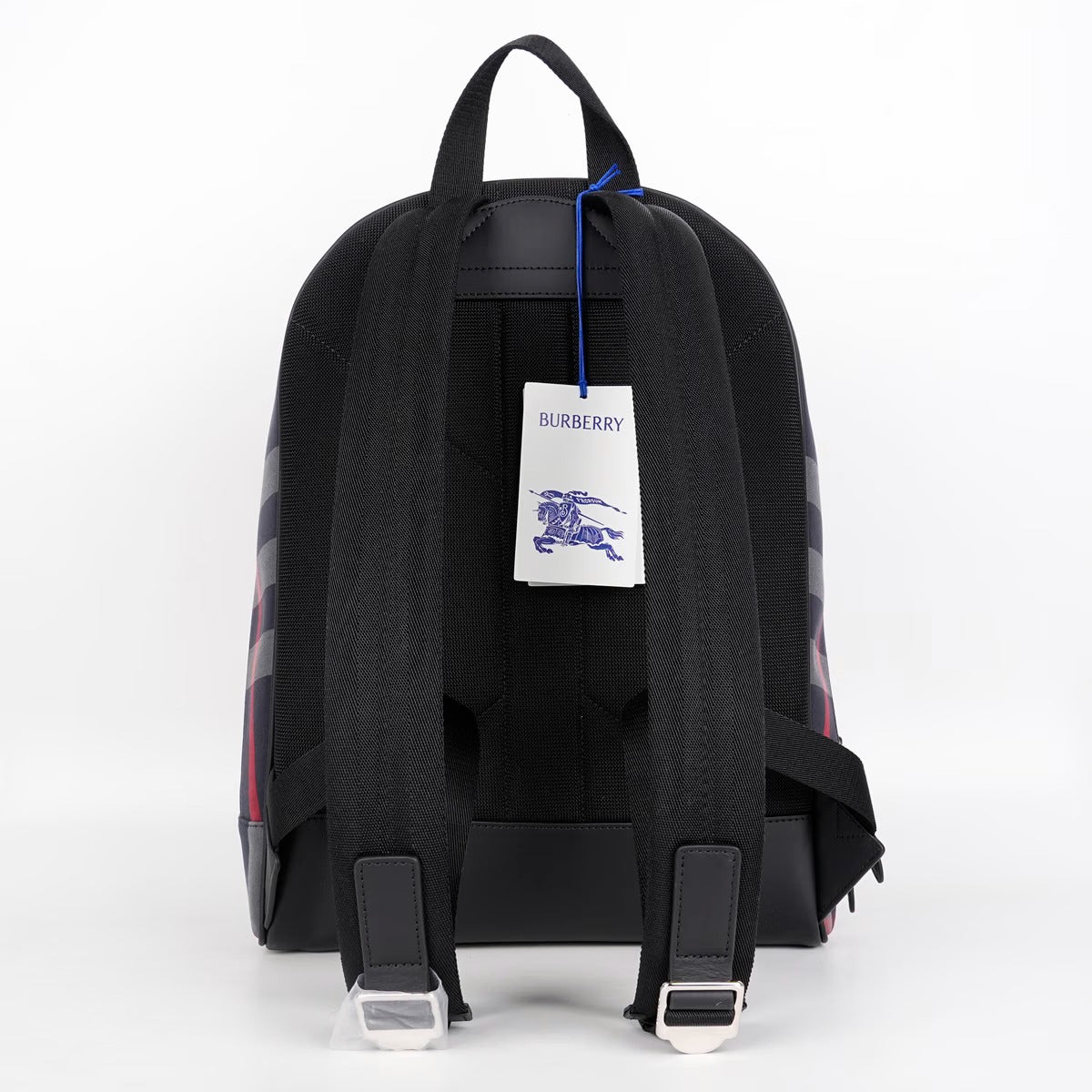 Burberry Jeff Navy/Grey Check Canvas Backpack