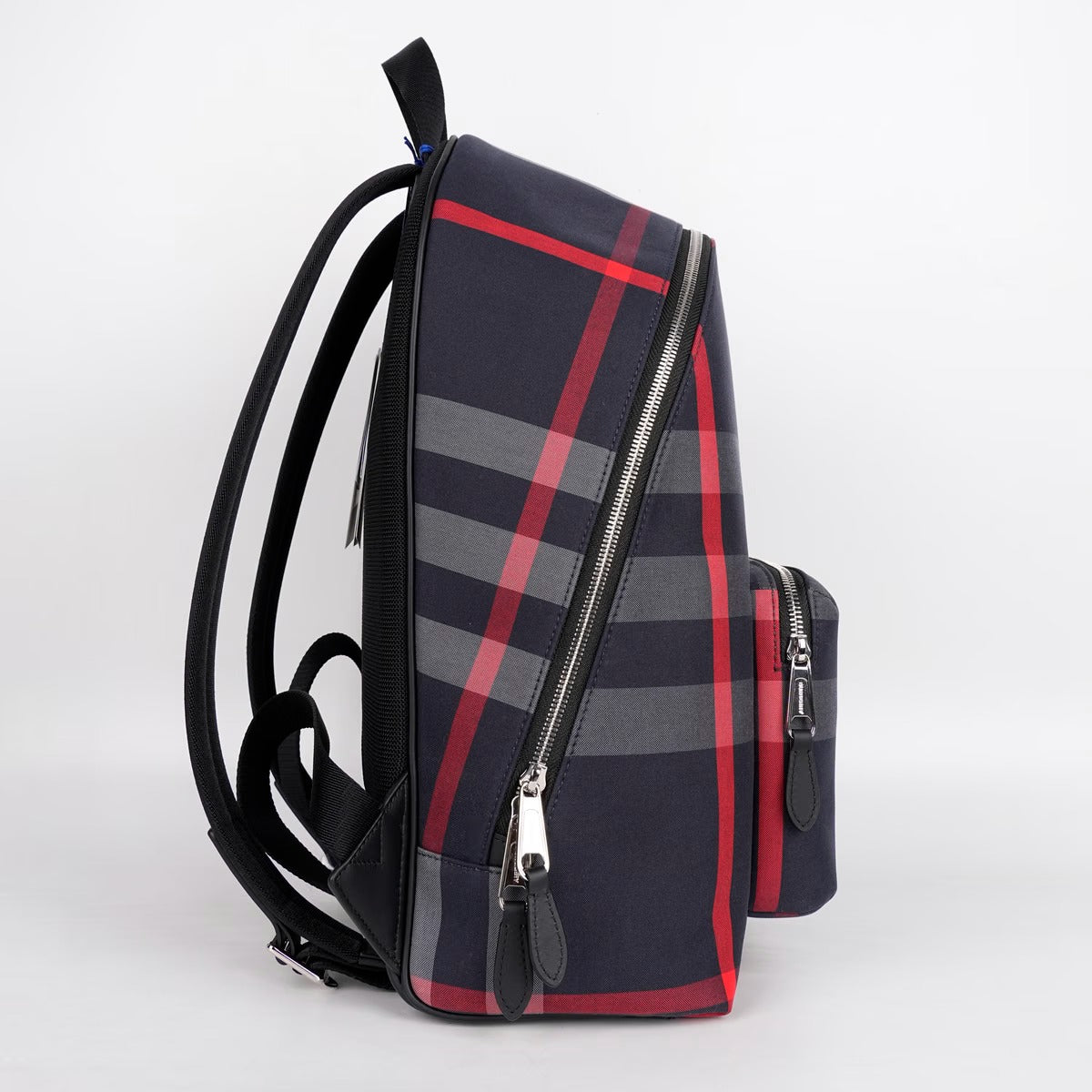 Burberry Jeff Navy/Grey Check Canvas Backpack