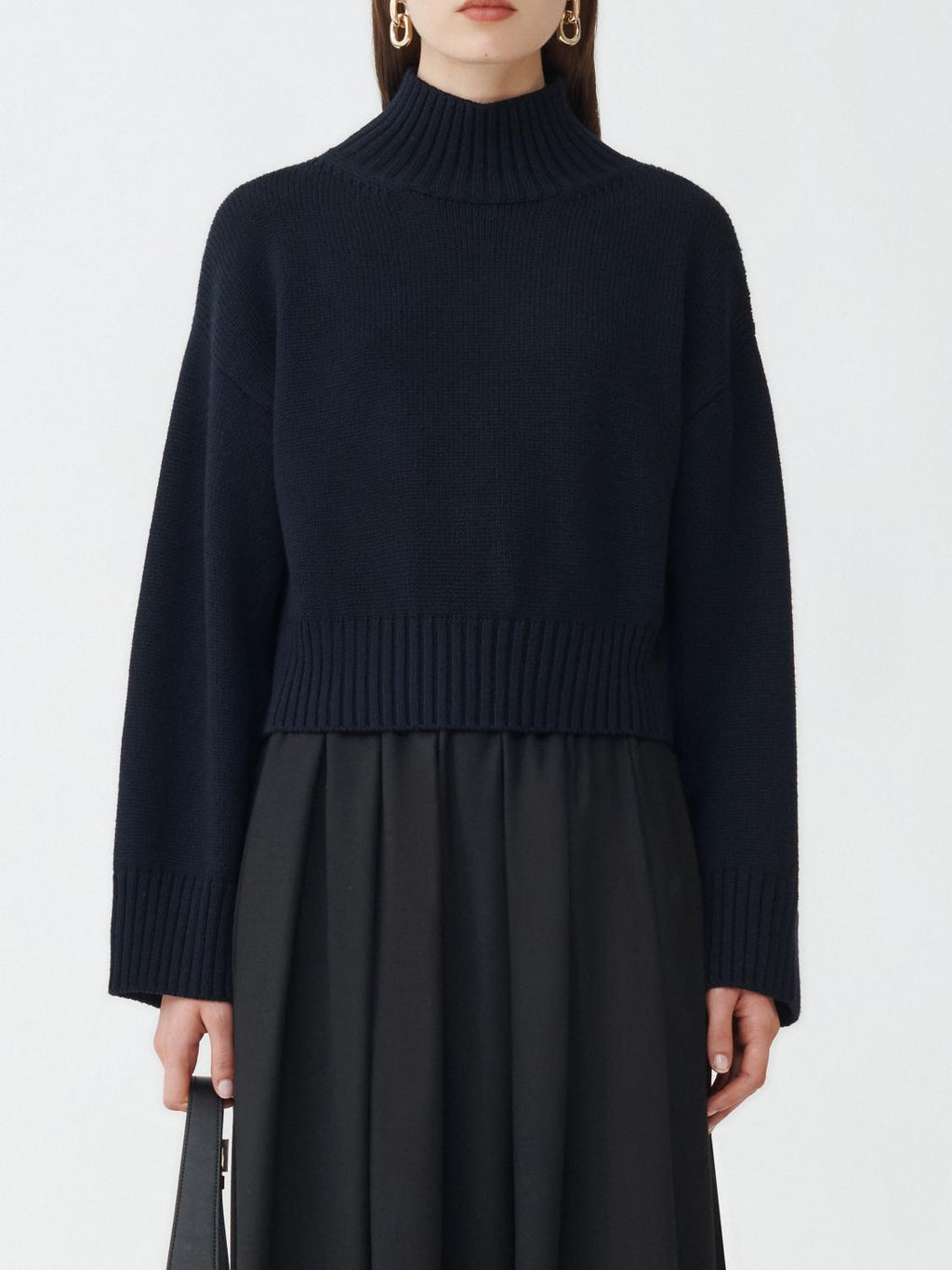 Fabiana Filippi Merino Wool Cropped Turtle Neck Sweater - Blue