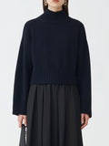 Fabiana Filippi Merino Wool Cropped Turtle Neck Sweater - Blue