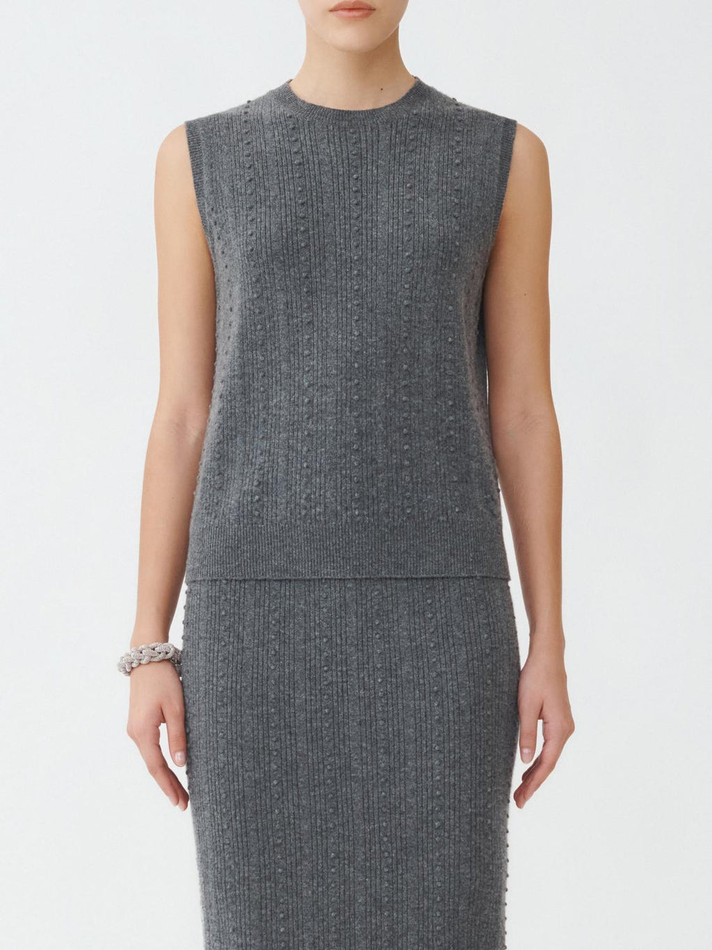 Fabiana Filippi Bubble Stitch Crew Neck Vest - Grey