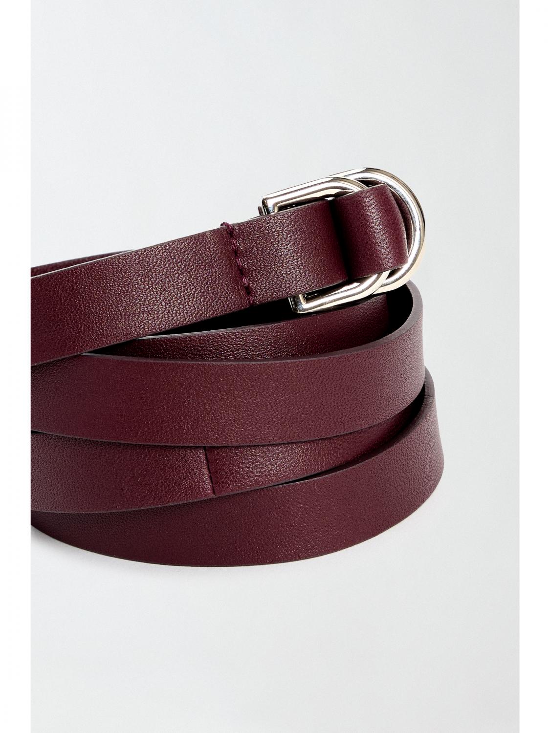 Fabiana Filippi Nappa Double Tour Belt with Ring Buckle - Bordeaux