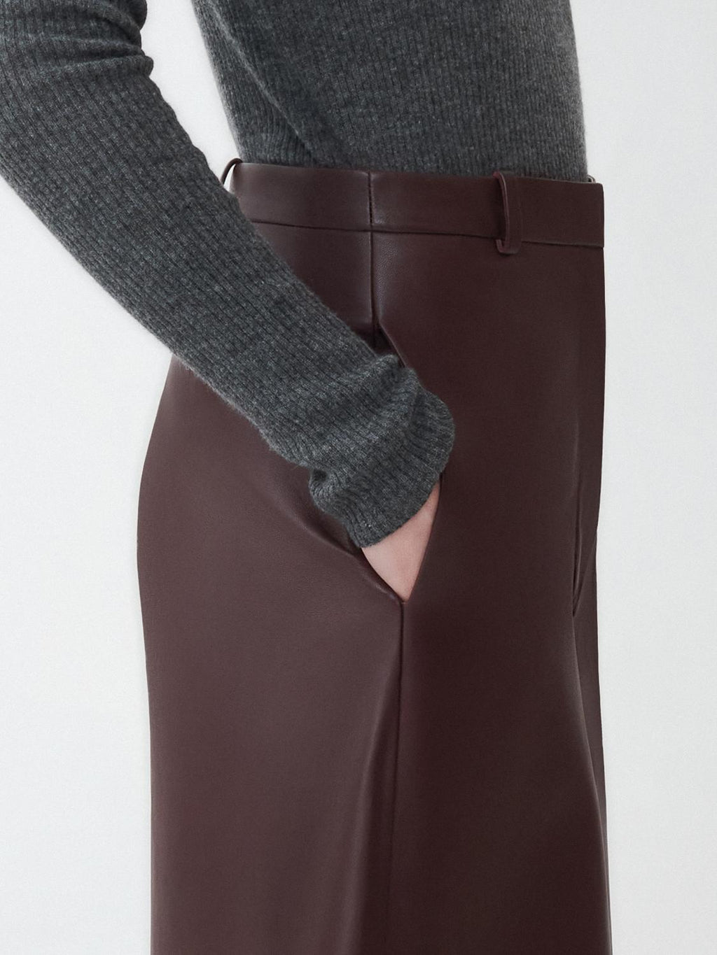 Fabiana Filippi Leather Wide Leg Trousers - Burgundy