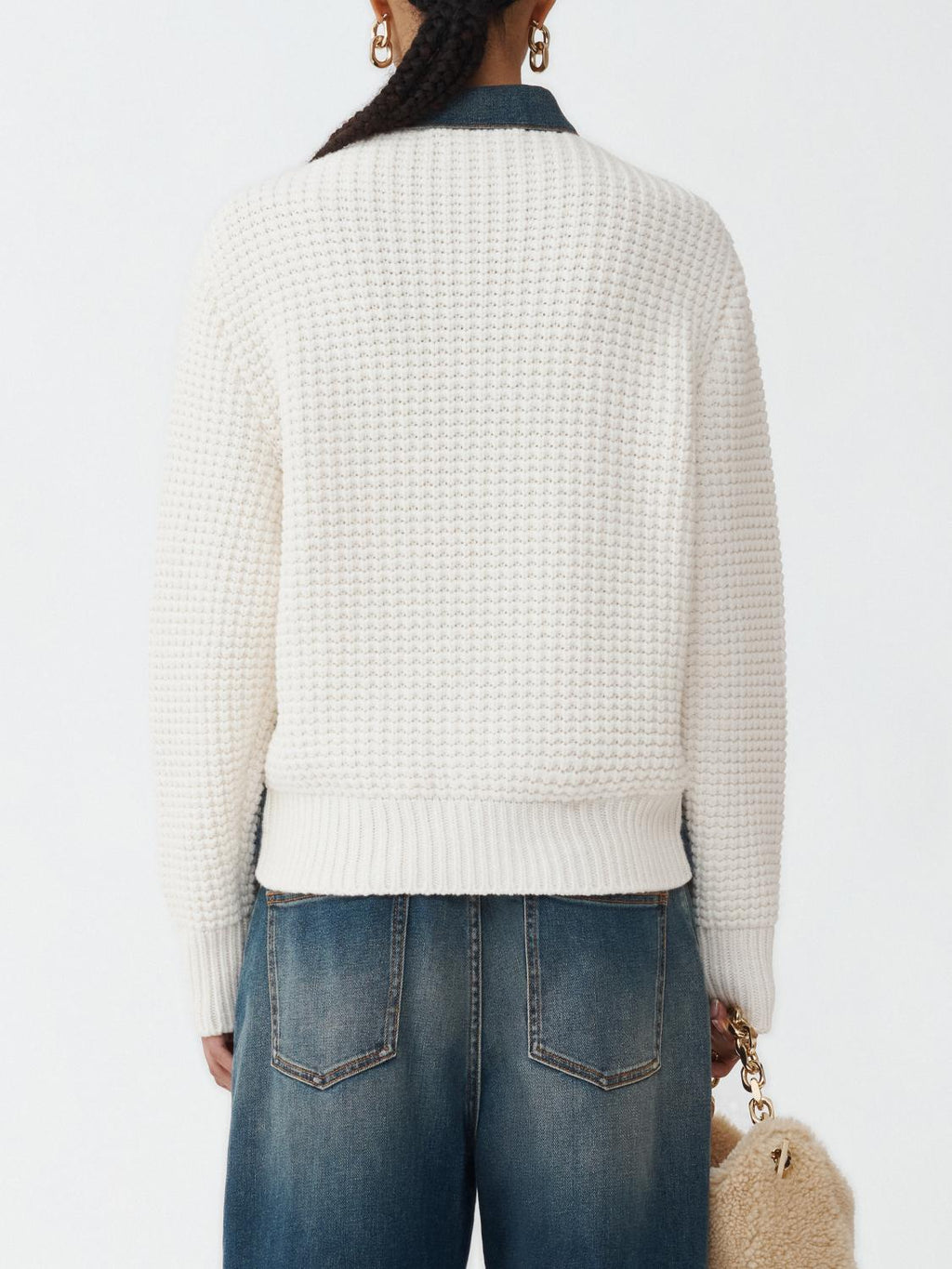 Fabiana Filippi Oversize Indigo Denim Jacket with Knit Detail - Indigo