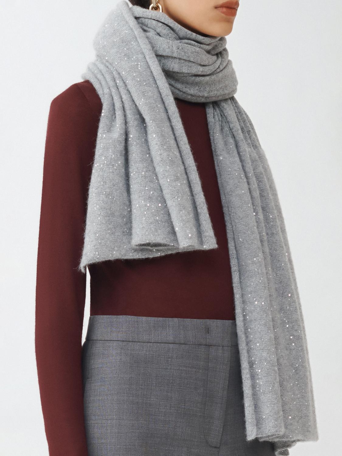 Fabiana Filippi Sequin and Platinum Maxi Scarf -Gray-Size U