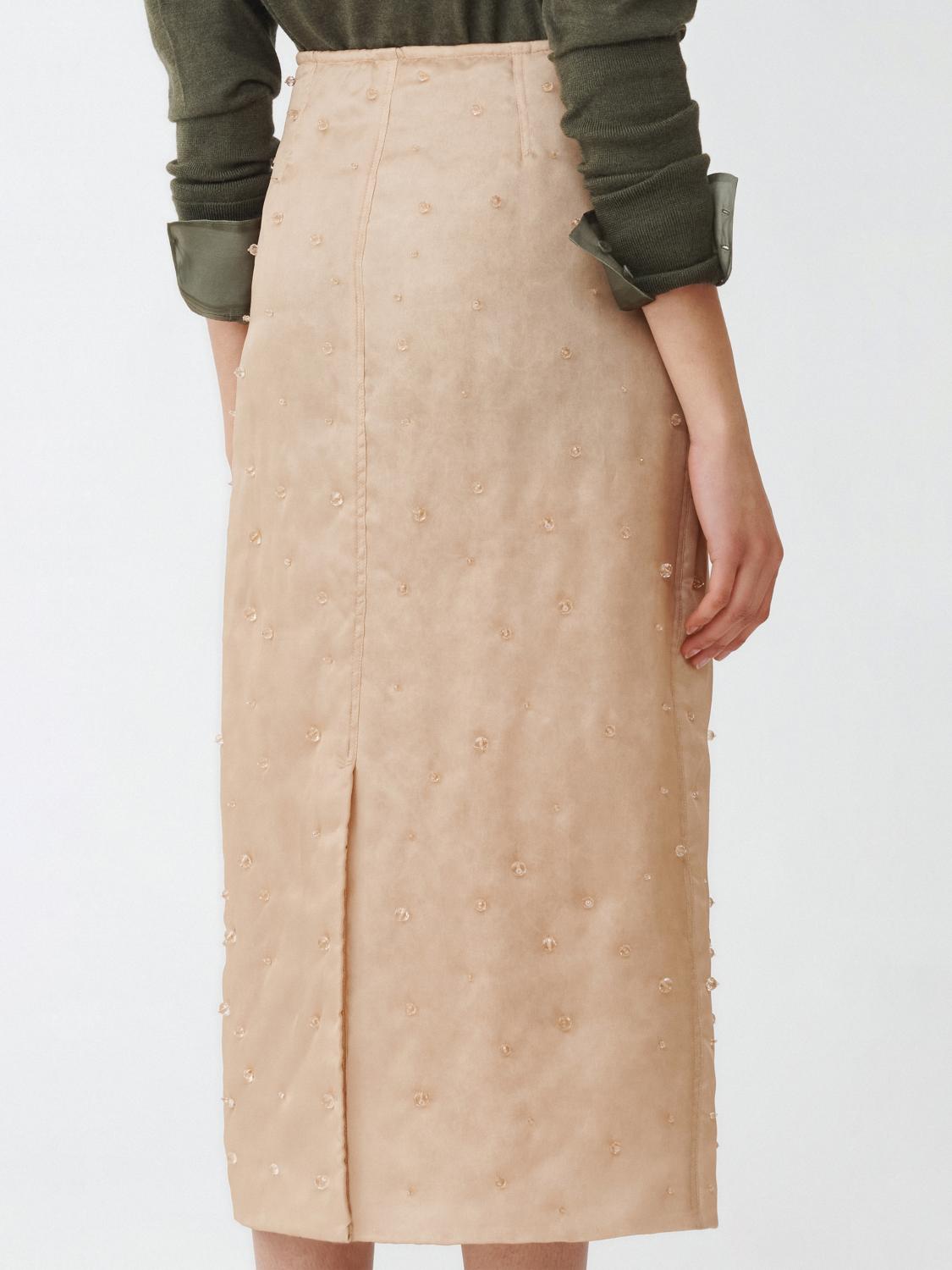 Fabiana Filippi Padded Pencil Skirt with Stars Beading - Beige