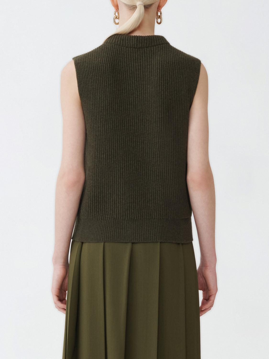 Fabiana Filippi Ribbed Cashmere Vest - Olive Green