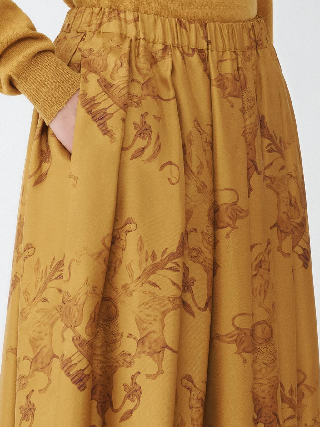 Fabiana Filippi Fabula Vitae Print Pleated Midi Skirt - Yellow