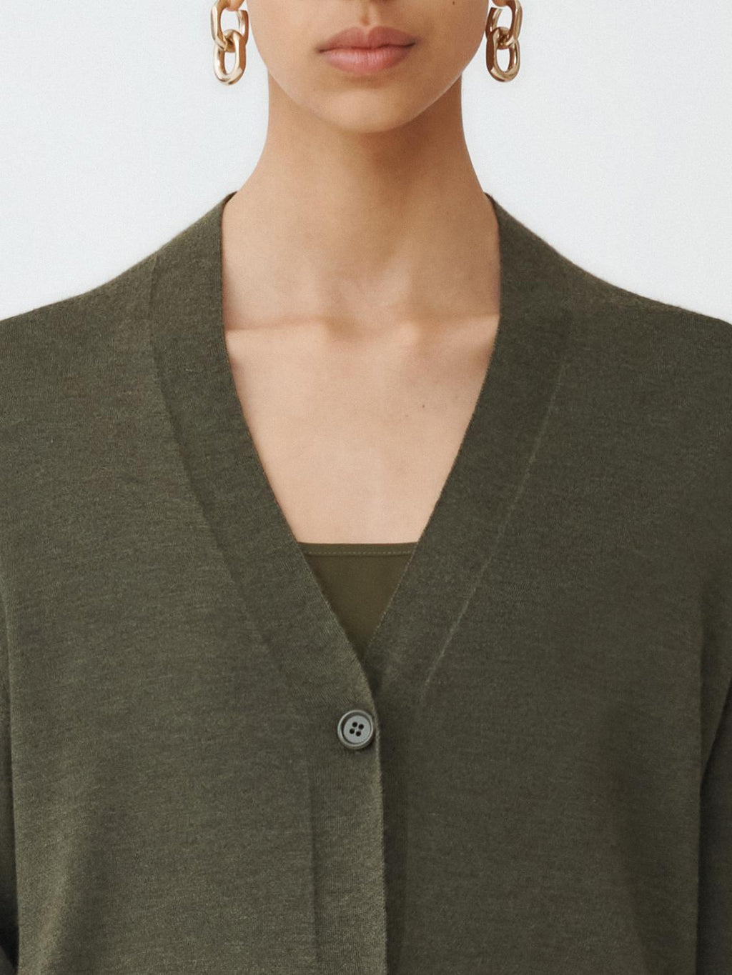 Fabiana Filippi Cashmere-Silk Cardigan with Turn-Up Cuff - Olive Green