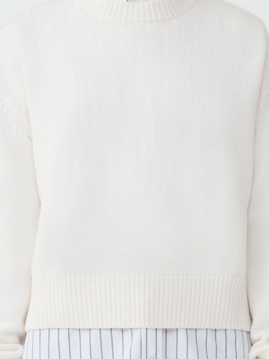 Fabiana Filippi Crew Neck Sweater with Embossed Effect Detail - White