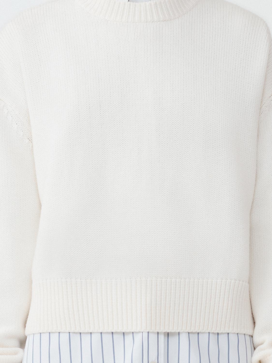 Fabiana Filippi Crew Neck Sweater with Embossed Effect Detail - White