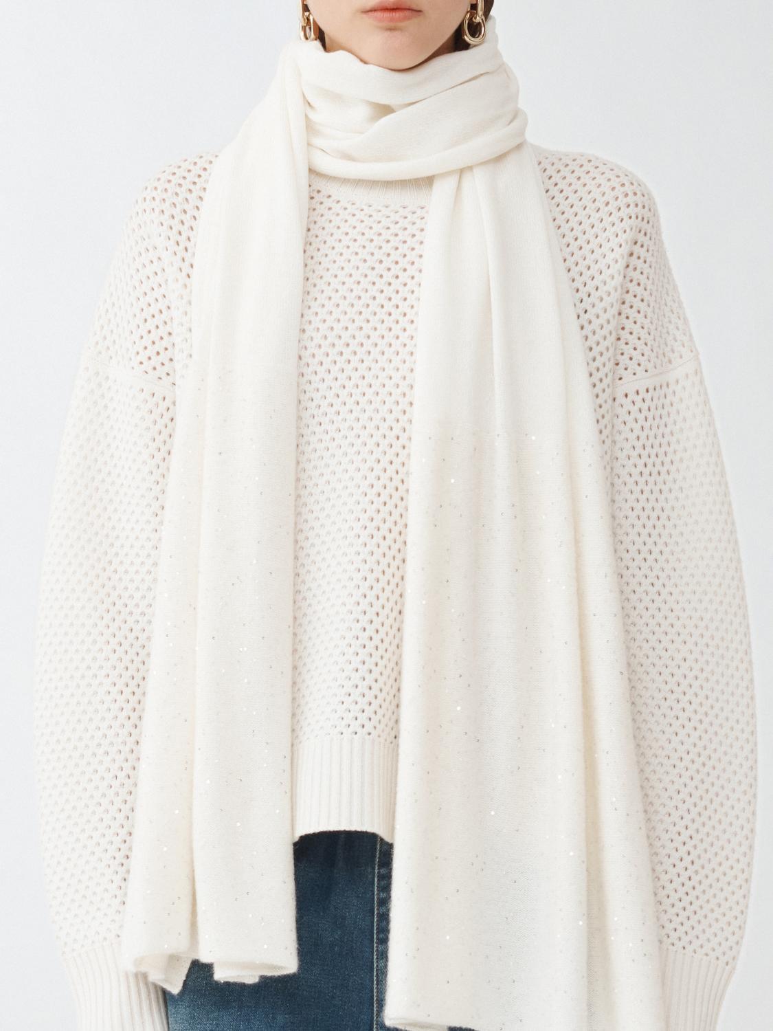 Fabiana Filippi Sequin and Platinum Maxi Scarf - Cream- Size U