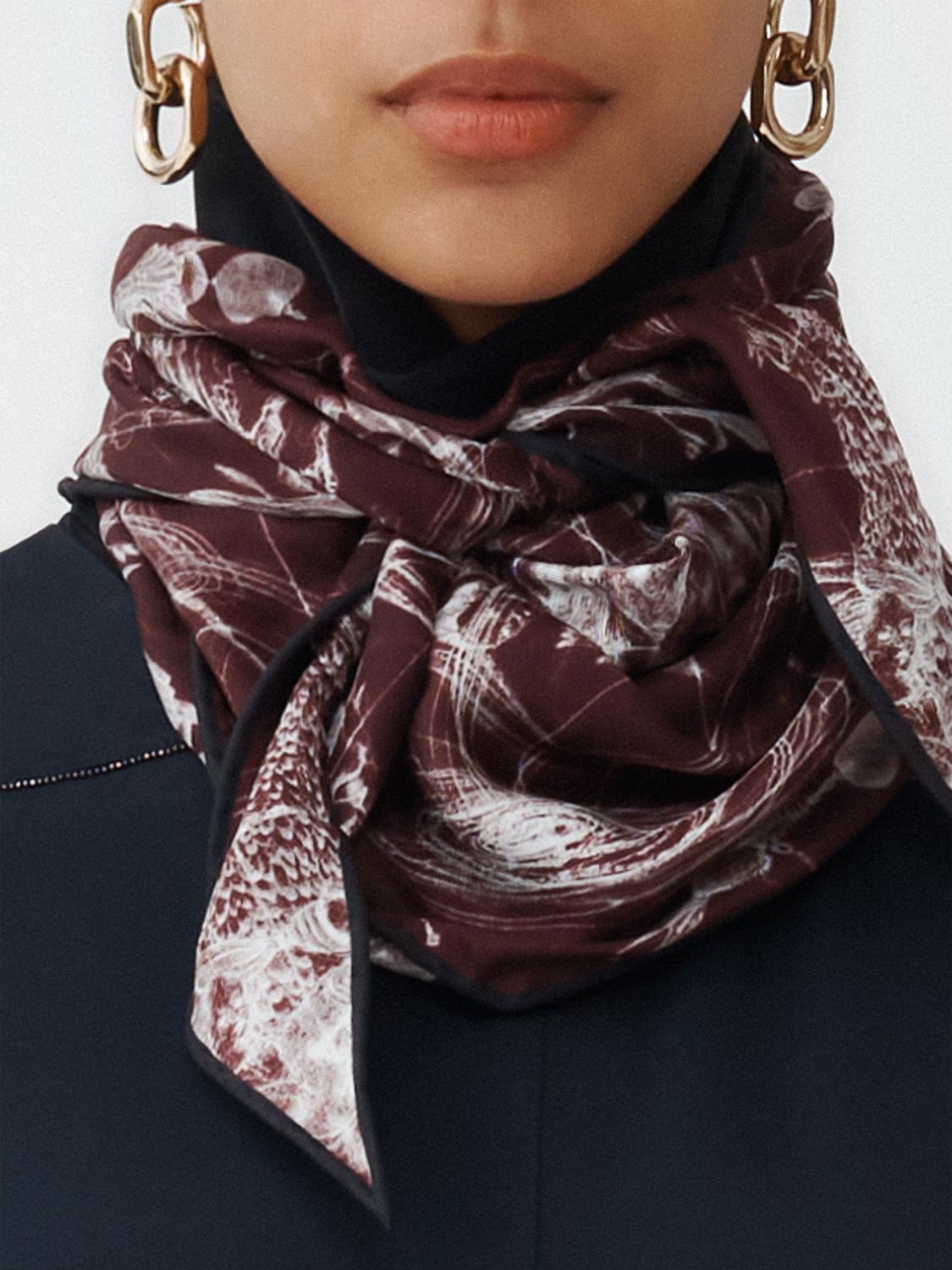 Fabiana Filippi Silk Twill Printed Foulard - Burgundy-Size U