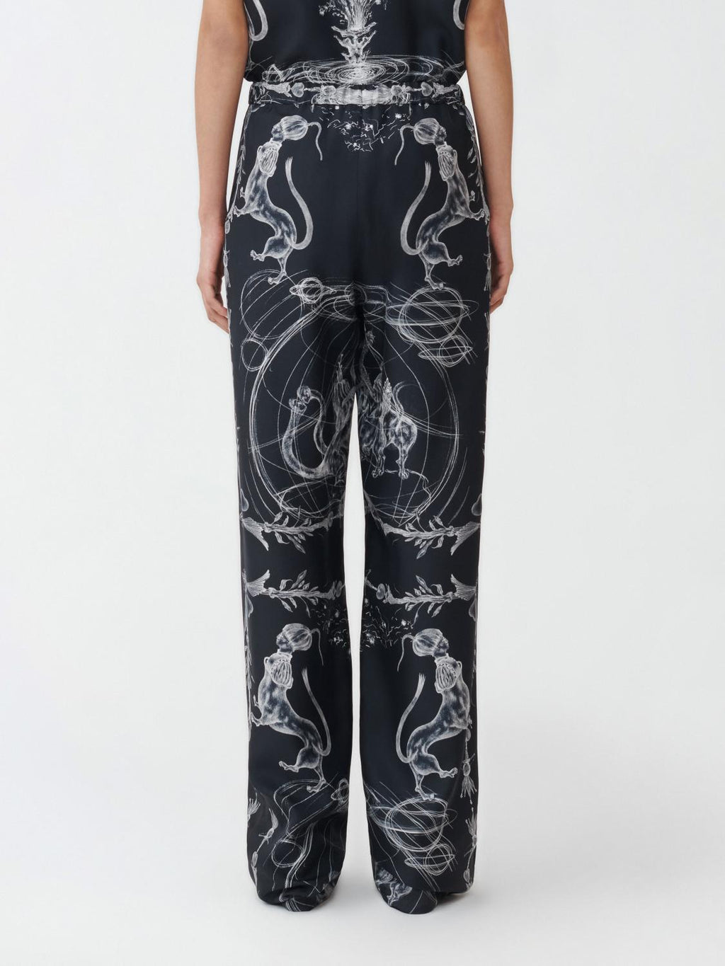 Fabiana Filippi Printed Twill Pajamas Pants with Contrast Piping - Blue