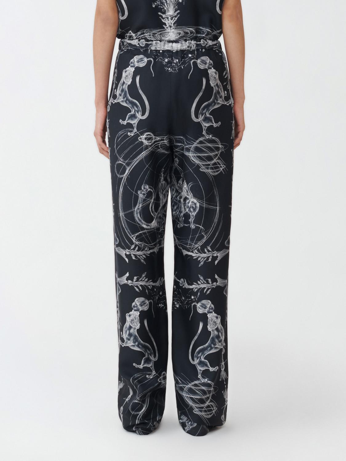 Fabiana Filippi Printed Twill Pajamas Pants with Contrast Piping - Blue