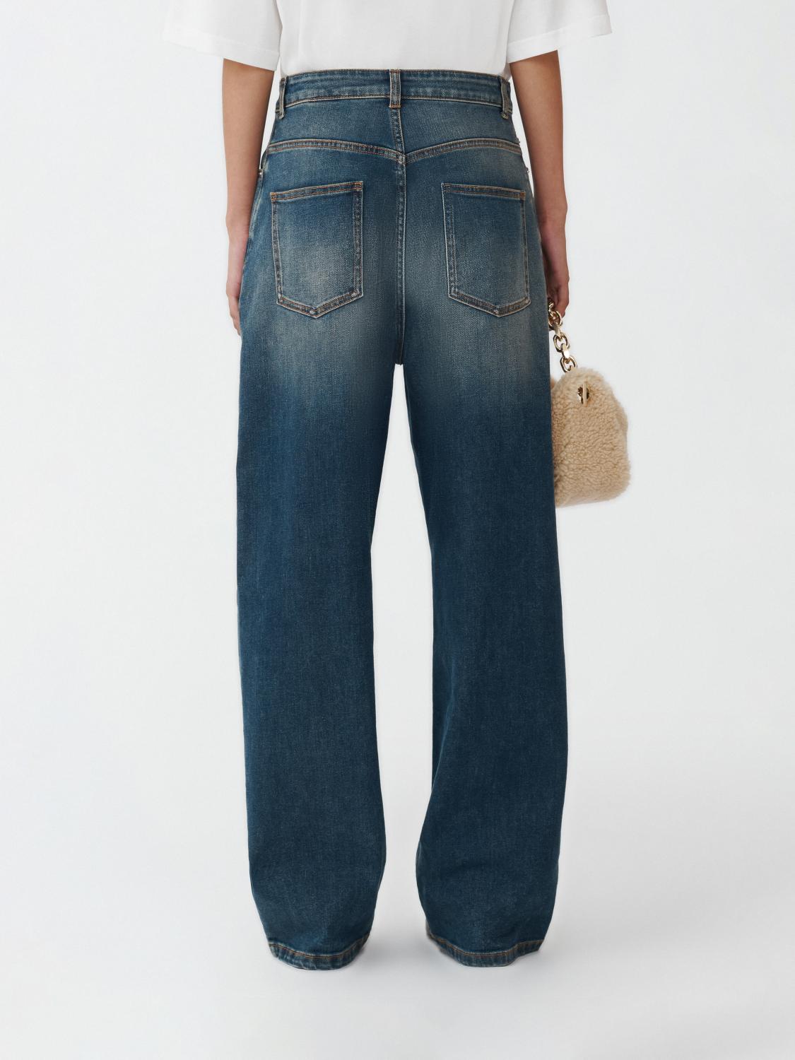 Fabiana Filippi Stretch Denim 5-Pocket Wide Leg Trousers-Blue