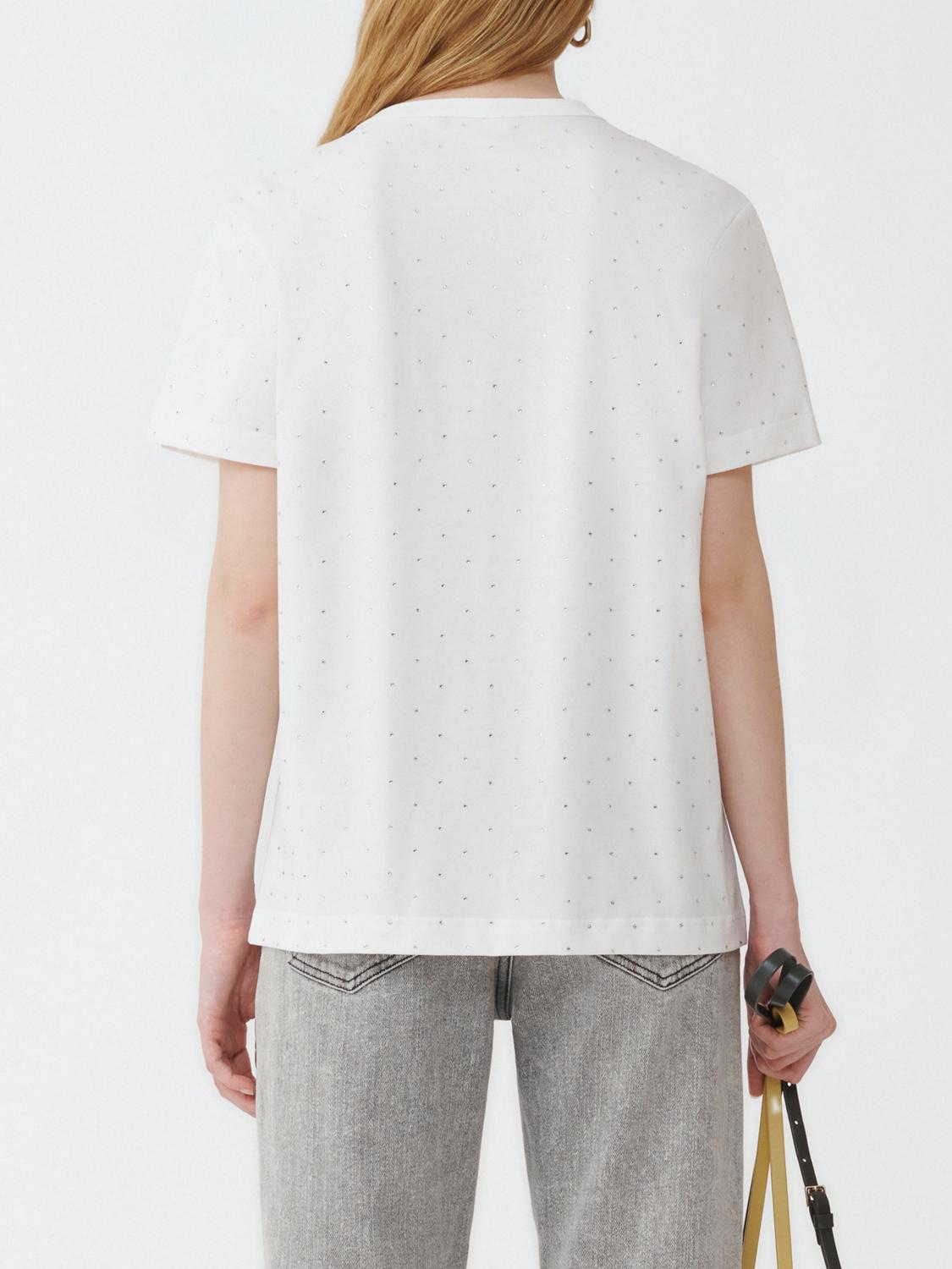 Fabiana Filippi Short Sleeve T-Shirt with Strass - White