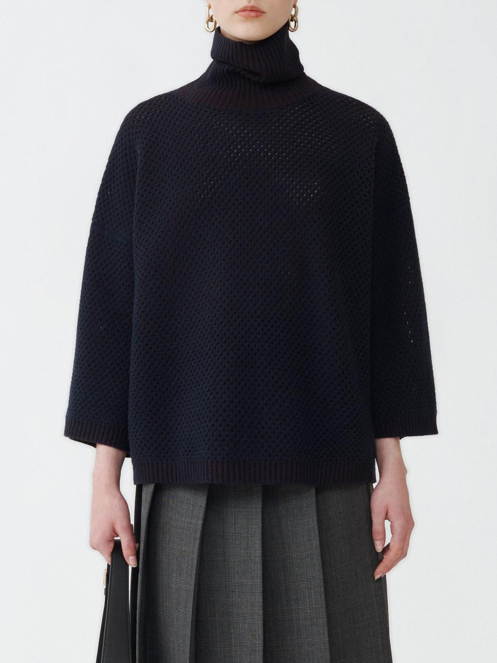 Fabiana Filippi Bicolor Mesh Turtleneck T-Shirt - Blue