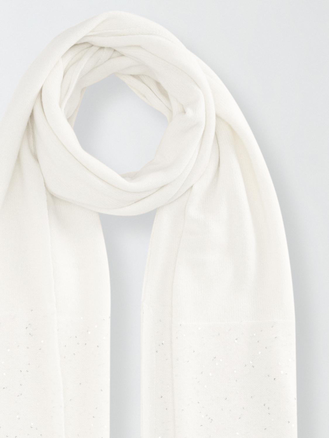 Fabiana Filippi Sequin and Platinum Maxi Scarf - Cream- Size U