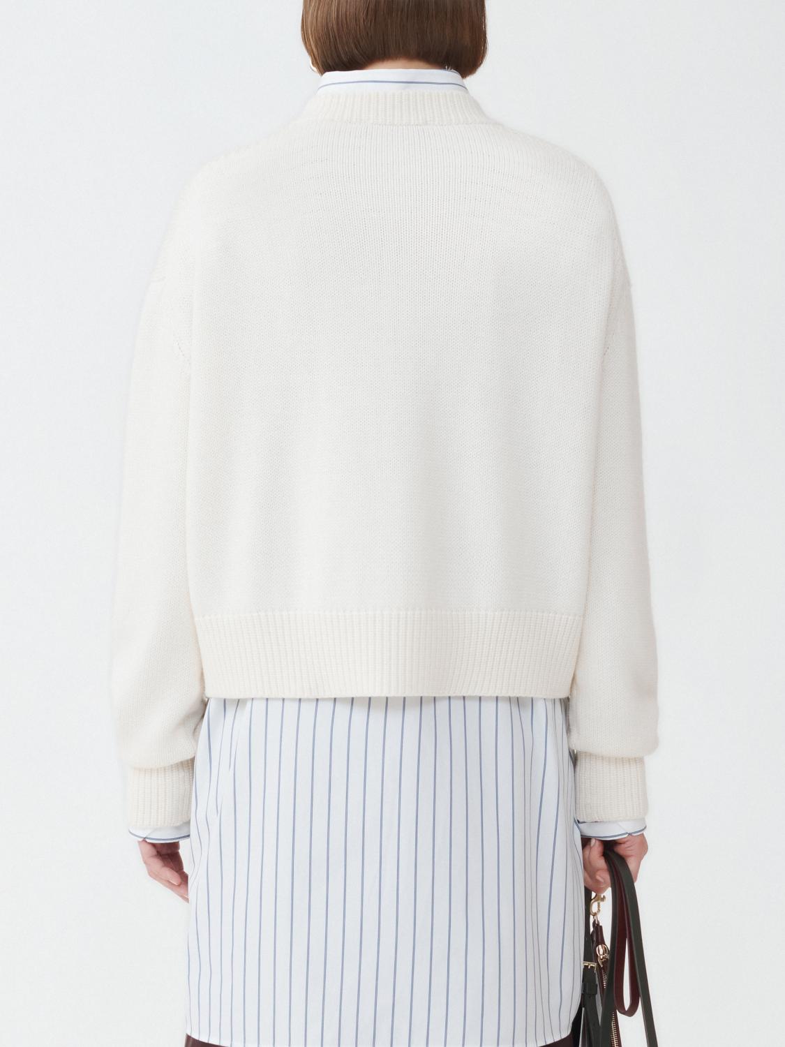 Fabiana Filippi Crew Neck Sweater with Embossed Effect Detail - White