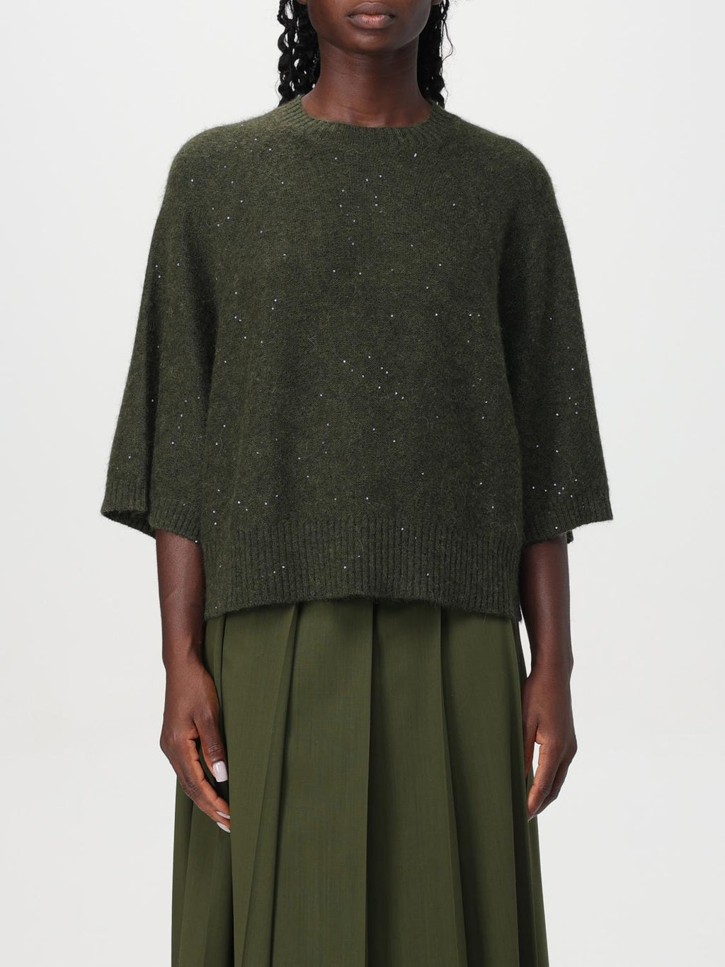 Fabiana Filippi Cropped Short Sleeve Cape - Green