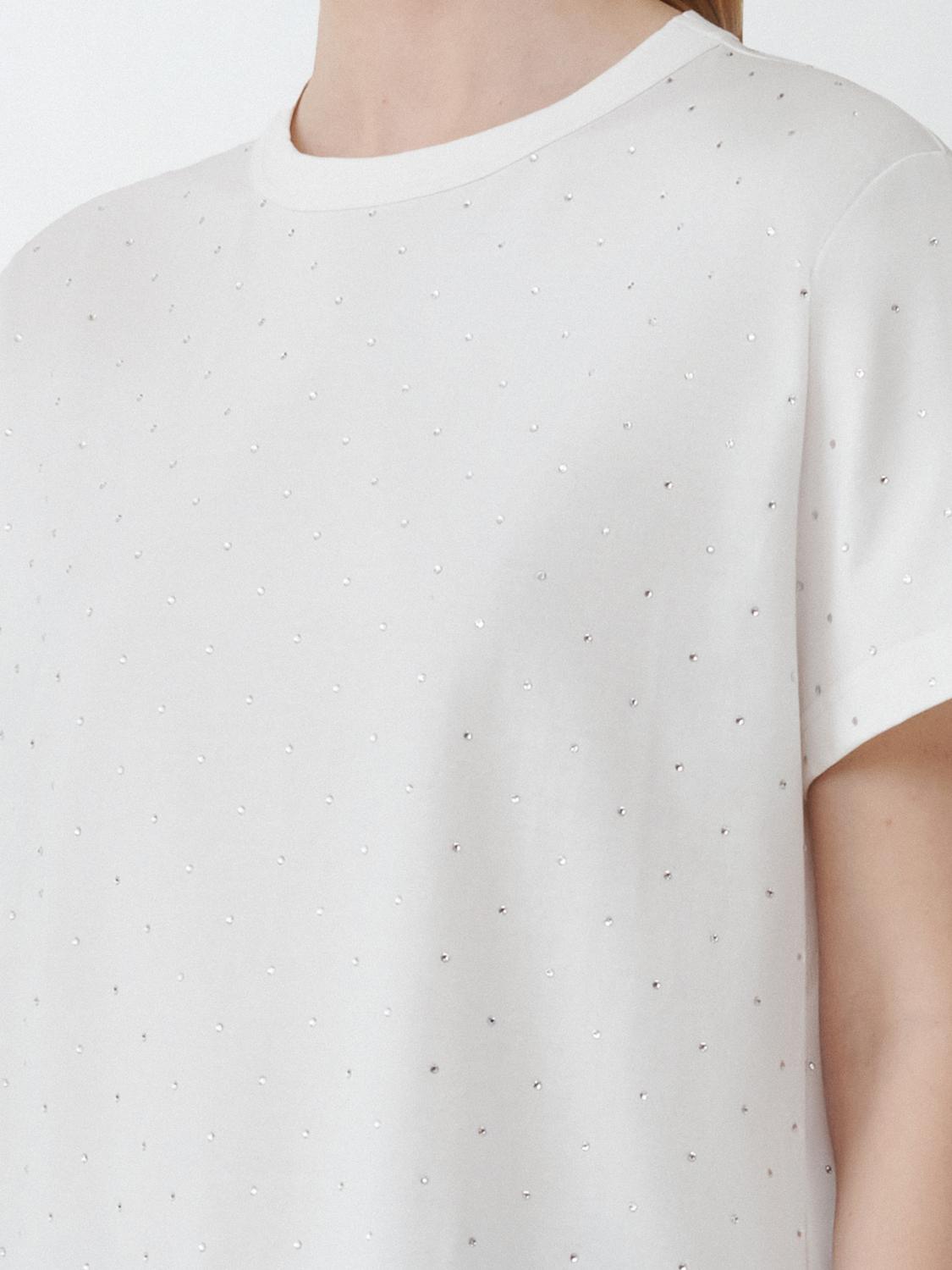 Fabiana Filippi Short Sleeve T-Shirt with Strass - White