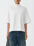 Fabiana Filippi Short Sleeve T-Shirt with Sequin Mock Collar - White