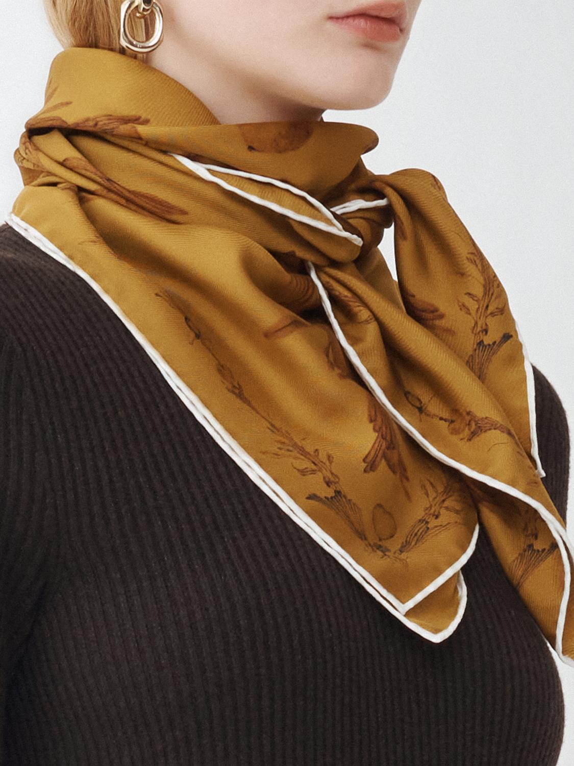 Fabiana Filippi Printed Silk Twill Square Foulard - Tan- Size U