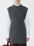 Fabiana Filippi Grid Stitch Vest with Open Side - Gray