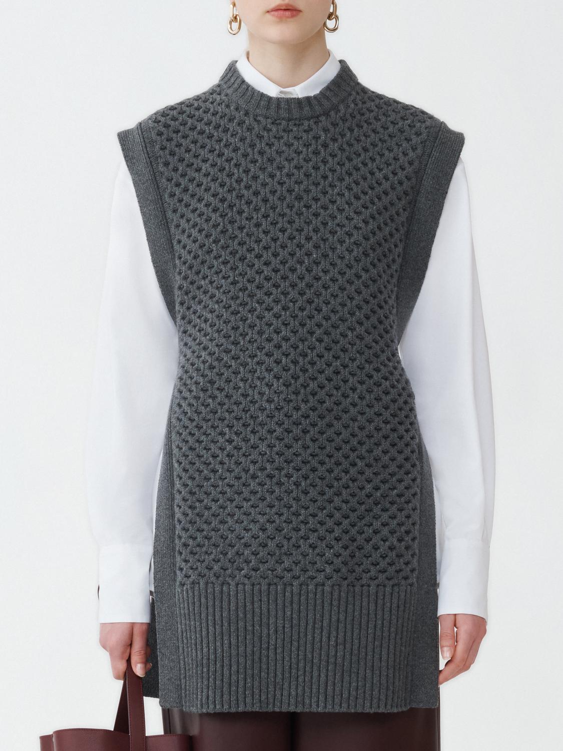 Fabiana Filippi Grid Stitch Vest with Open Side - Gray