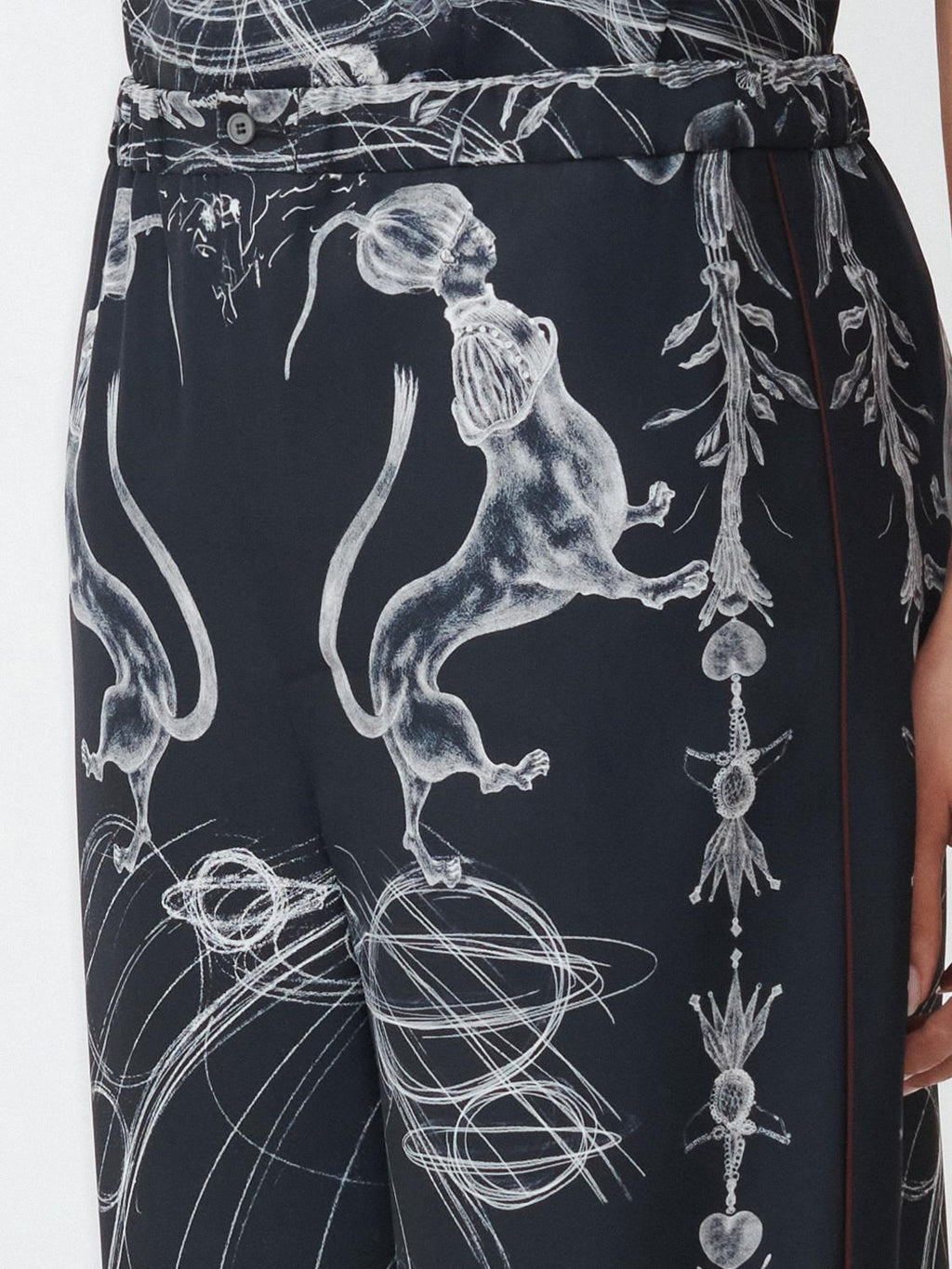 Fabiana Filippi Printed Twill Pajamas Pants with Contrast Piping - Blue