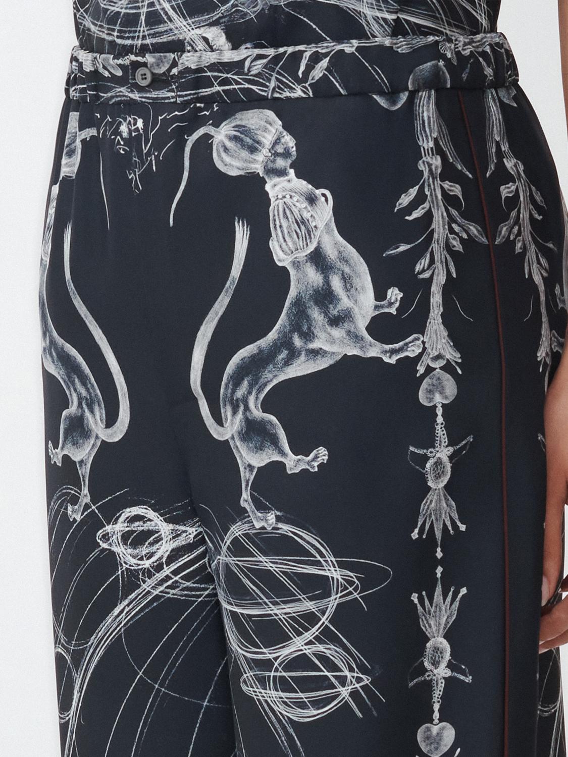 Fabiana Filippi Printed Twill Pajamas Pants with Contrast Piping - Blue