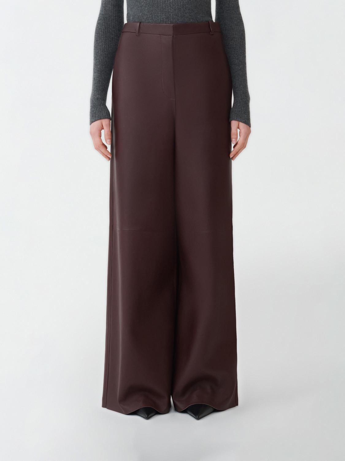 Fabiana Filippi Leather Wide Leg Trousers - Burgundy