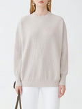 Fabiana Filippi Lurex Platinum English Rib Crew Neck Sweater - Grey