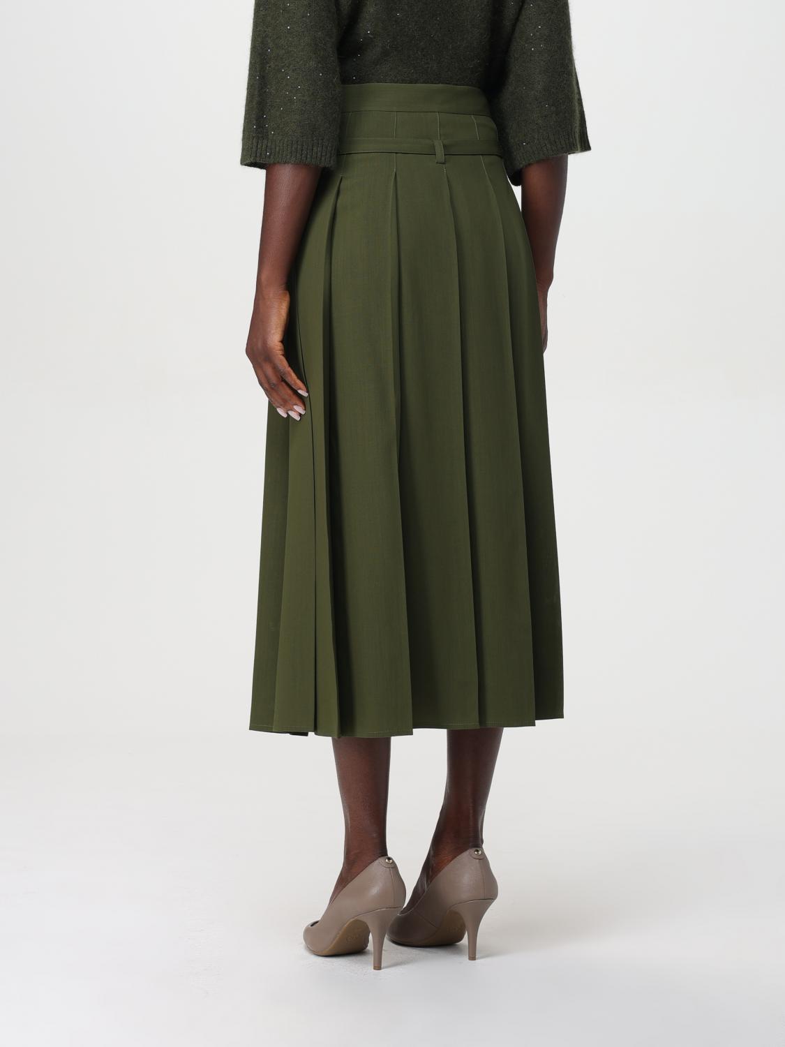 Fabiana Filippi Japanese Wool High-Waisted Pleated Midi Skirt - Green